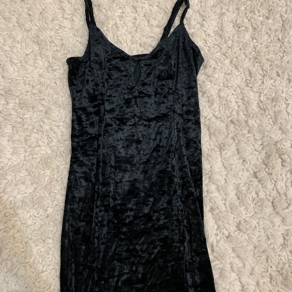 Black velvet midi dress